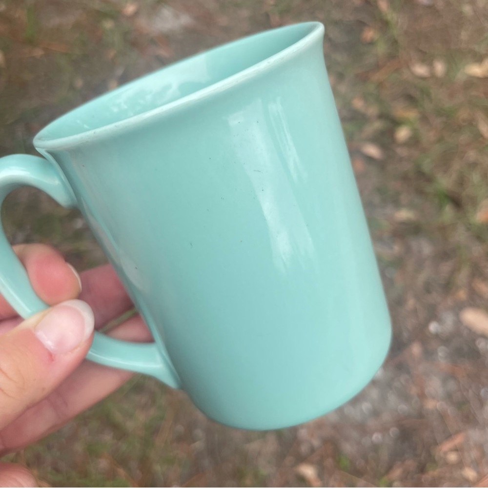 Corning Ware Aqua Seafoam Teal Green Tiffany Blue Coffee Mug Cup USA NY VTG MCM